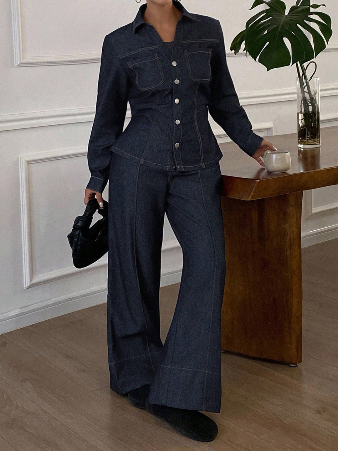 Compleu din denim SHEIN, albastru