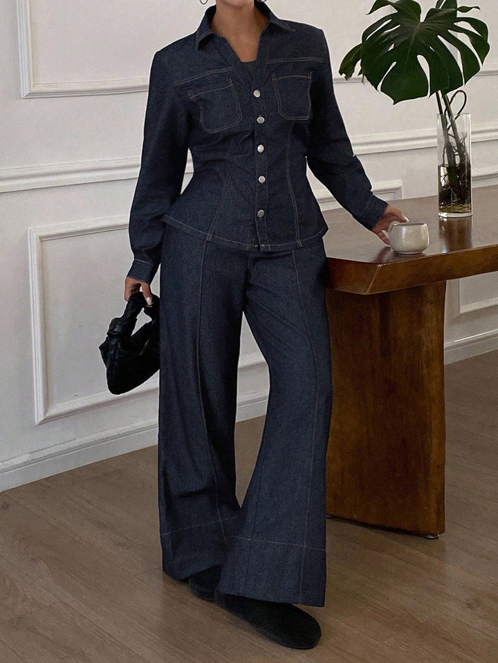 Compleu din denim SHEIN, albastru