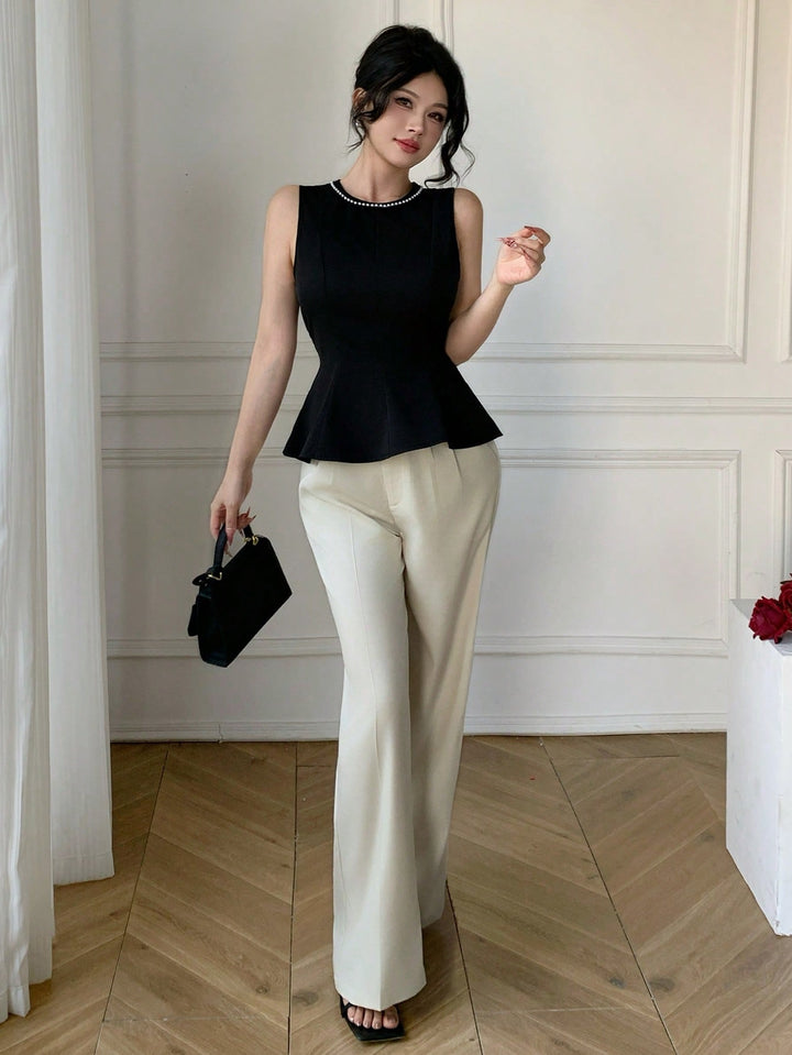 Bluza fără mâneci cu guler rotund SHEIN, negru