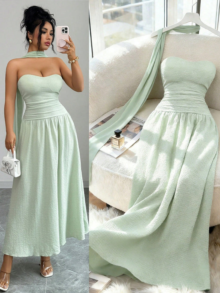 Rochie maxi SHEIN, turcoaz
