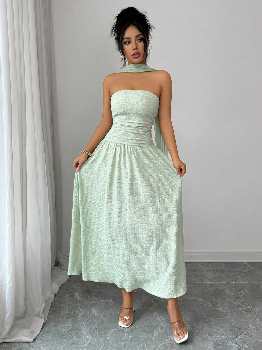 Rochie maxi SHEIN, turcoaz