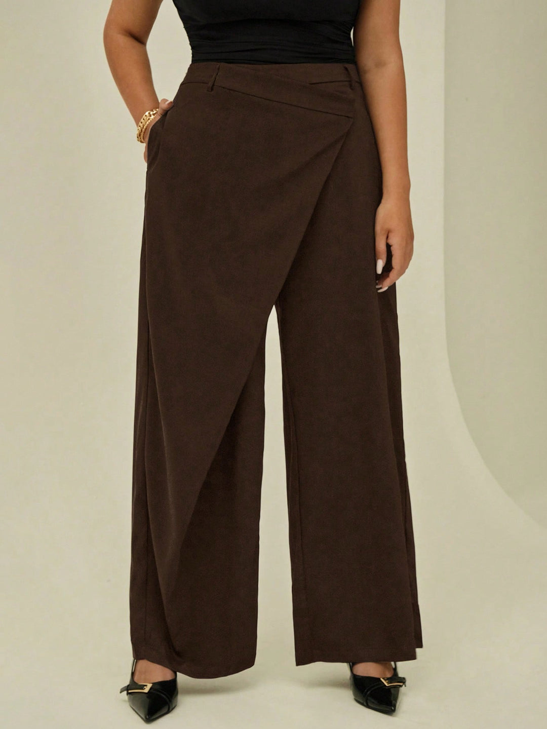 Pantalon de costum SHEIN, maro
