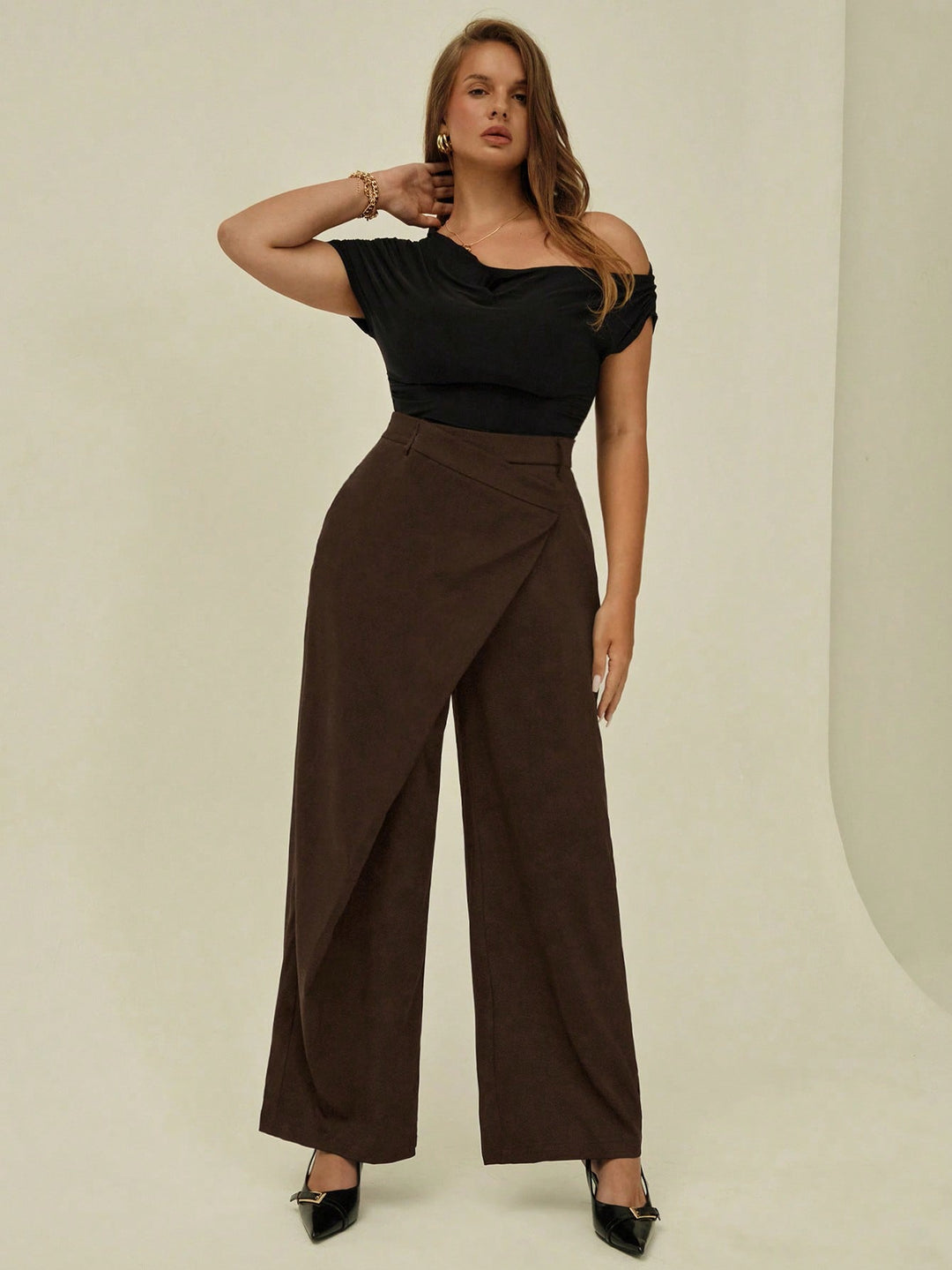 Pantalon de costum SHEIN, maro