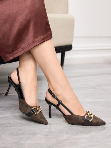 Pantofi cu toc SHEIN, maro