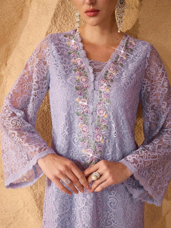 Set caftan și jalabiya SHEIN, mov