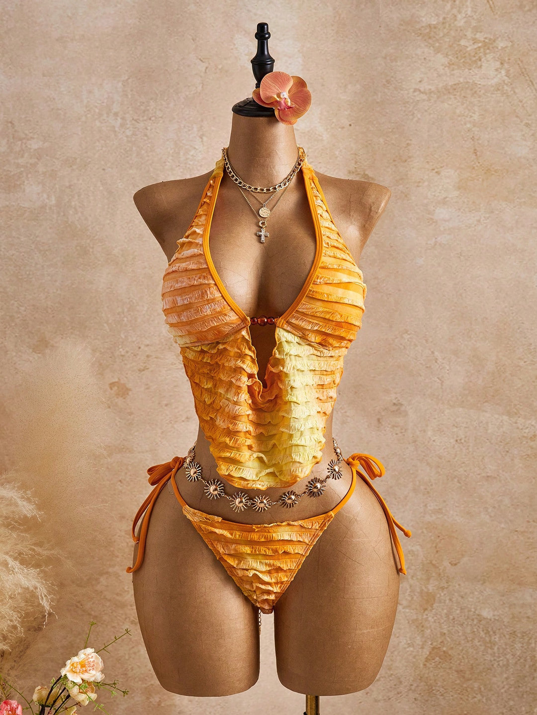 Costum de baie SHEIN, portocaliu