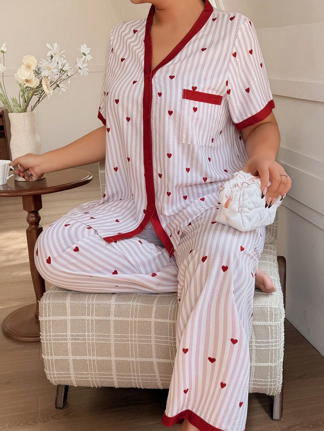 Set pijamale SHEIN, roz