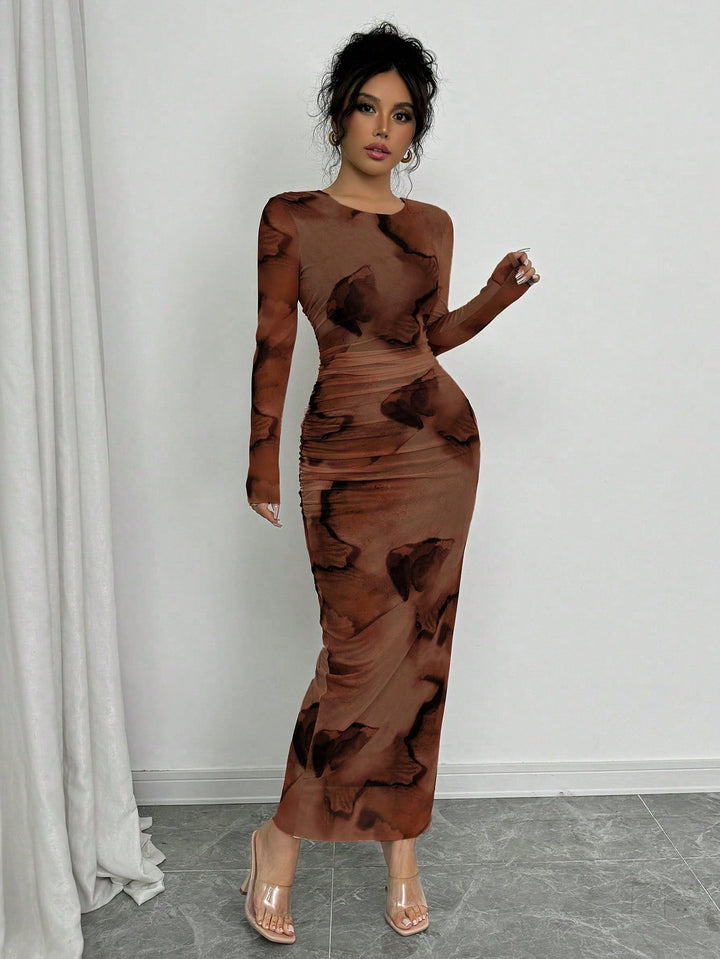 SHEIN maxi ruha, barna