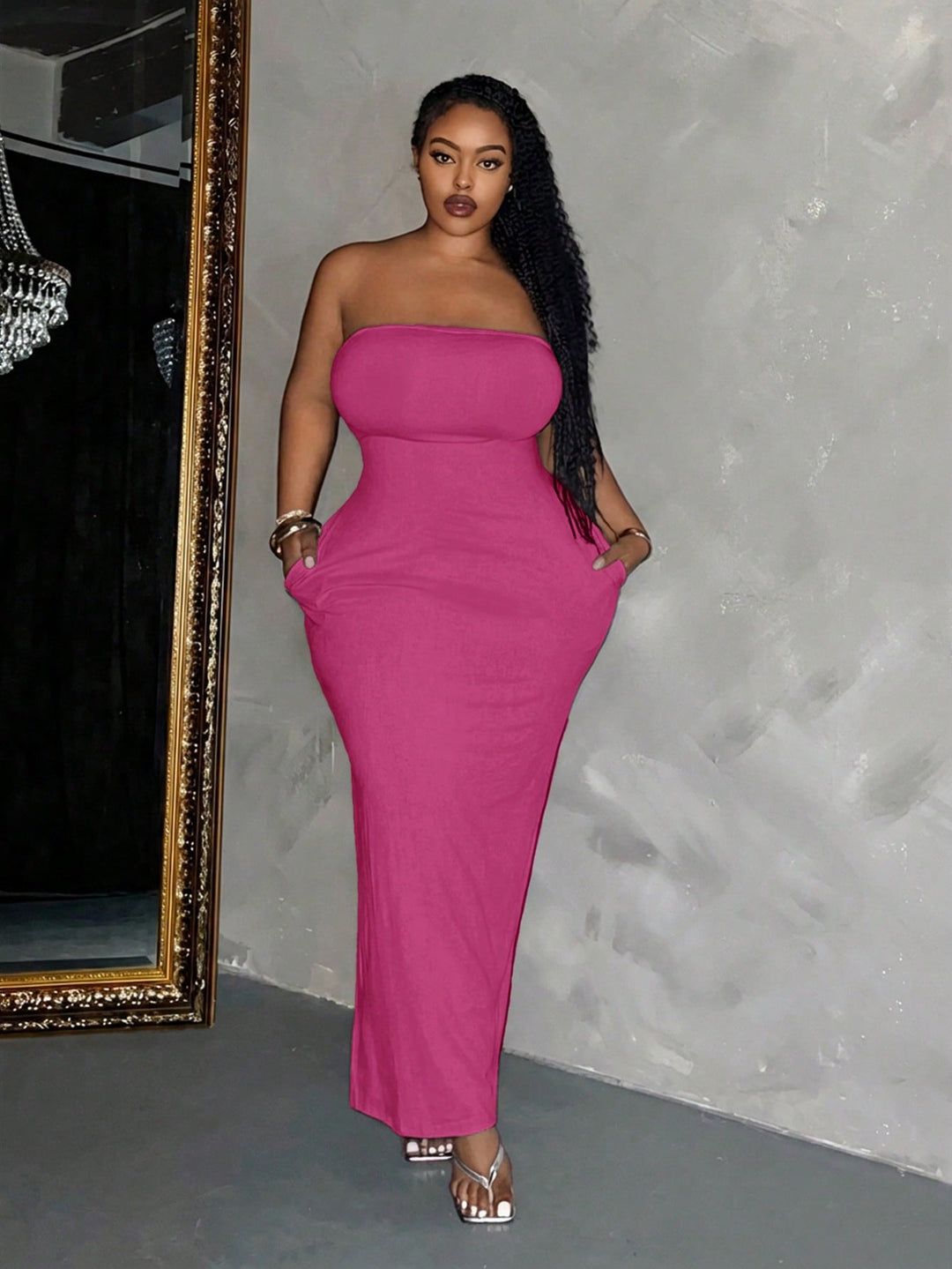 Rochie maxi SHEIN, roz