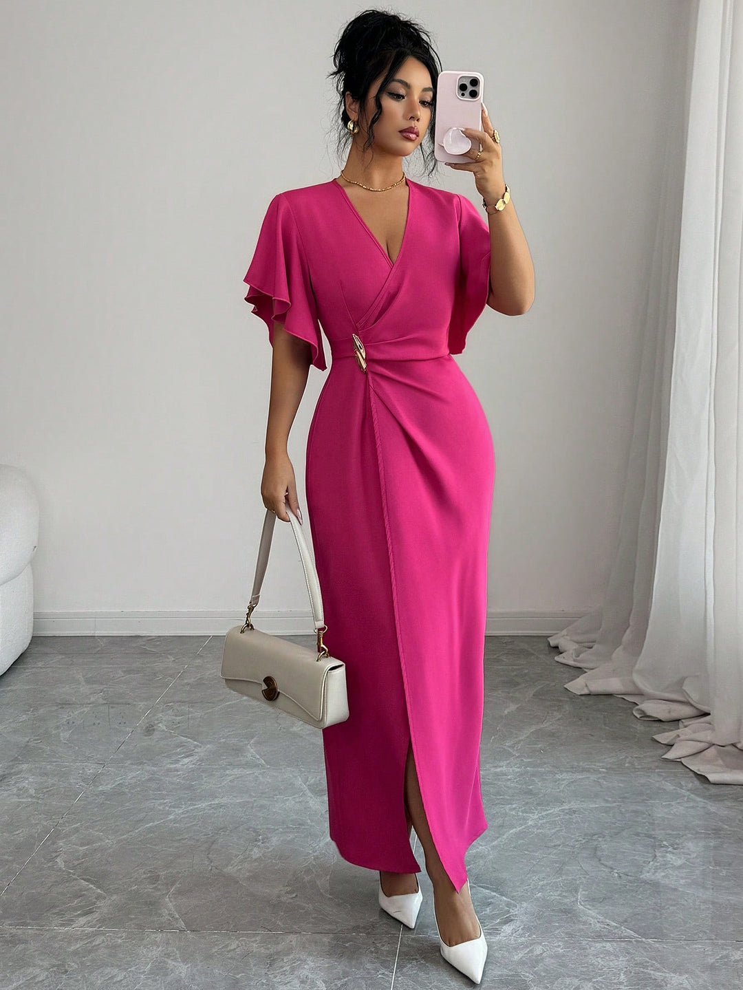 SHEIN maxi ruha, rózsaszín