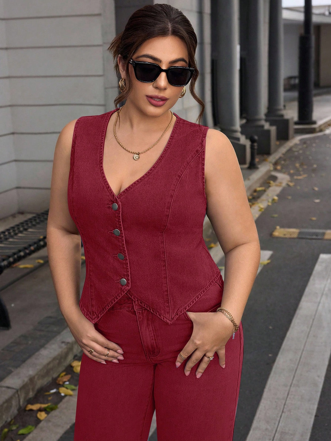 SHEIN Jacket, burgundy