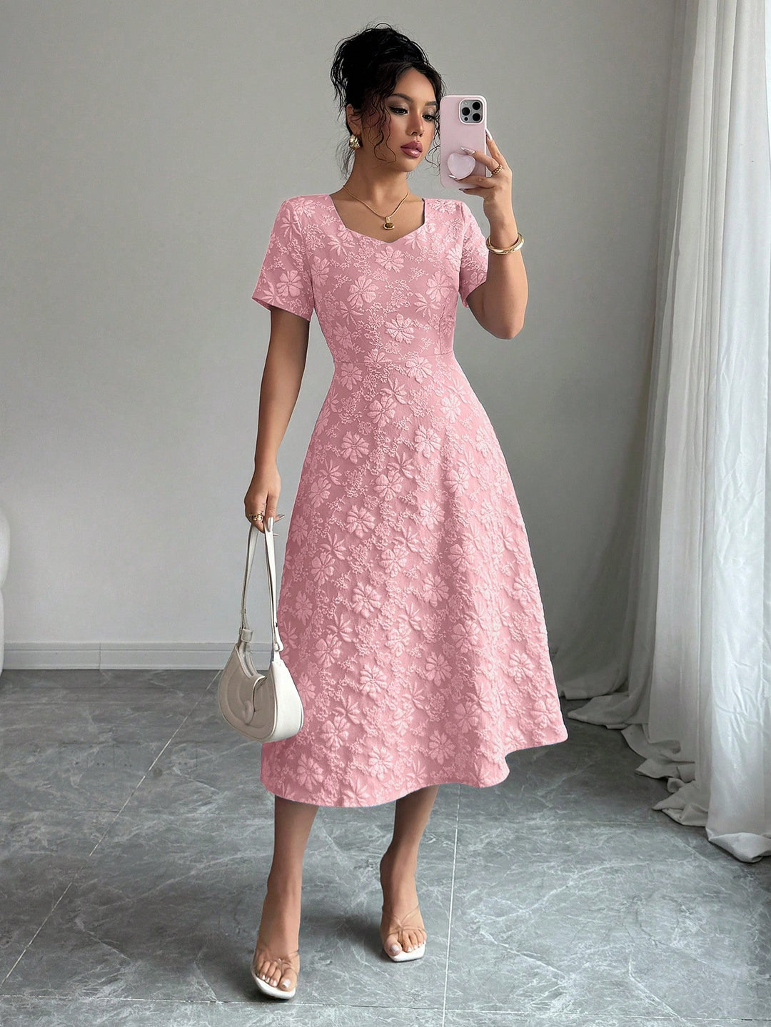 Rochie midi SHEIN, roz