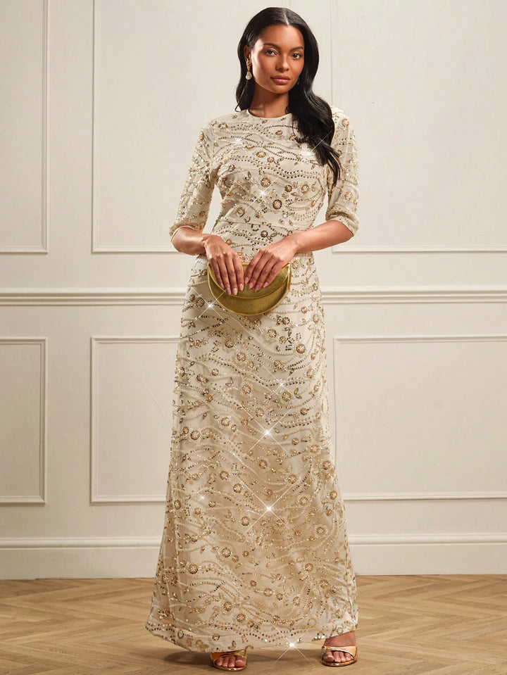 Rochie de ocazie SHEIN, crem