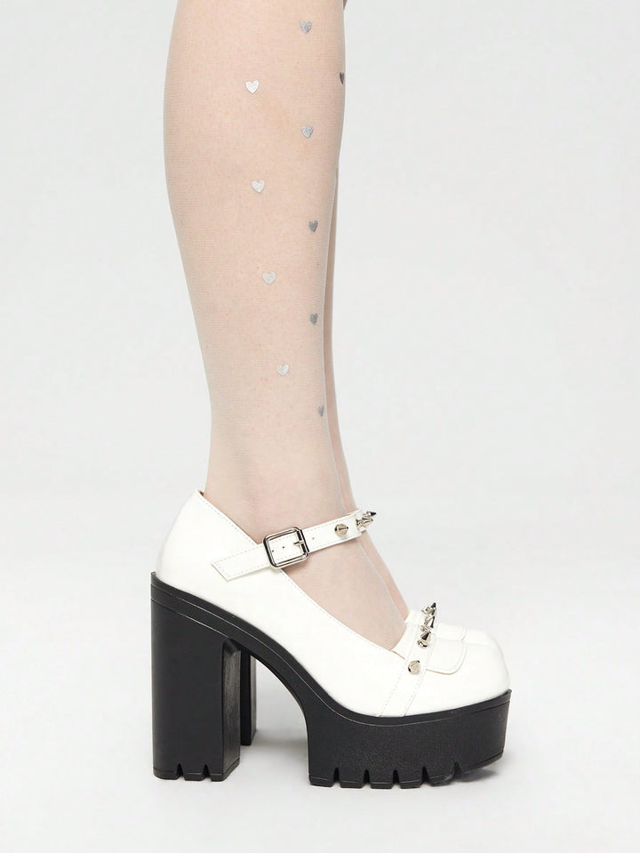 Pantofi cu toc SHEIN, alb
