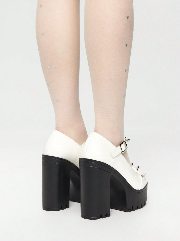 Pantofi cu toc SHEIN, alb