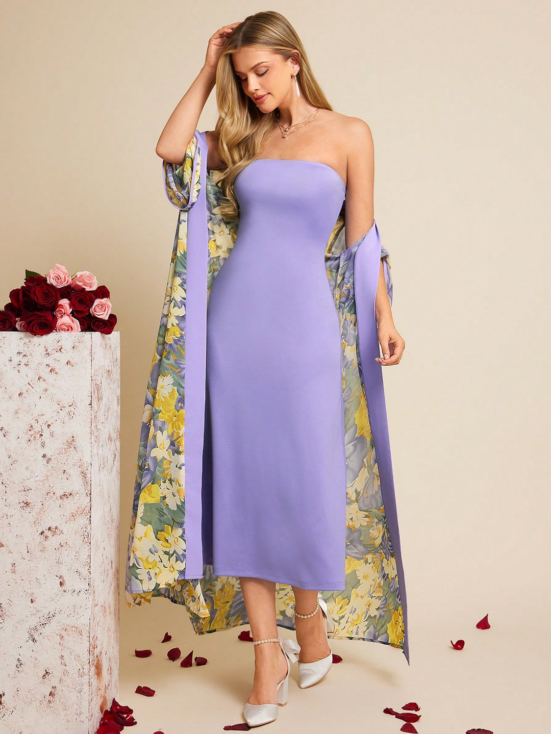 Set rochie și cardigan SHEIN, mix culori