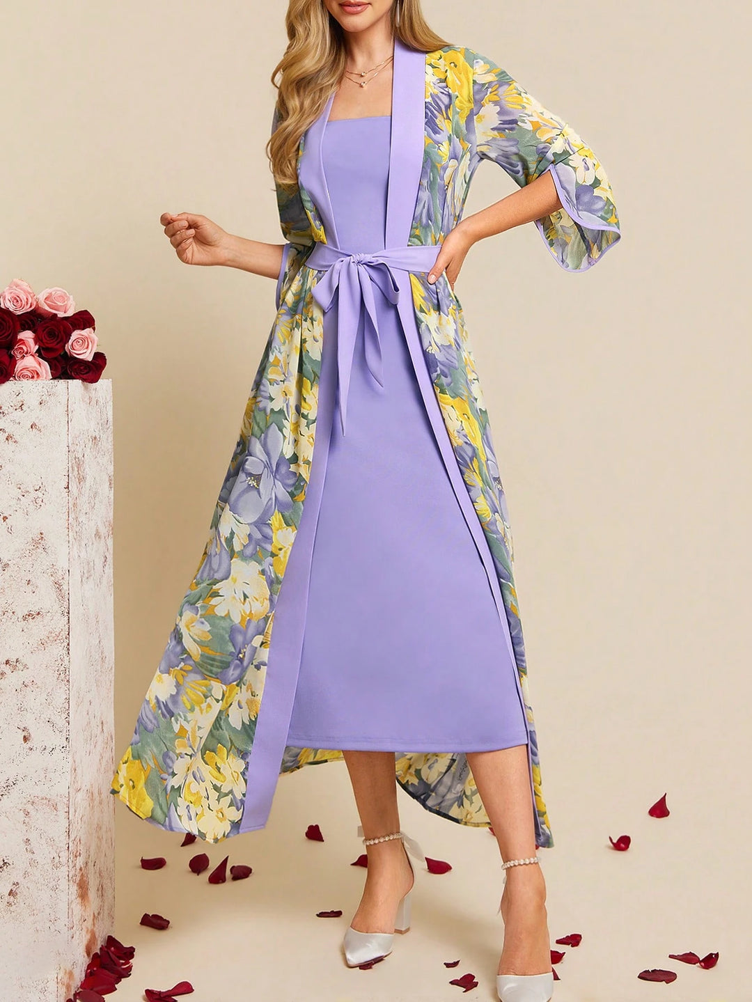 Set rochie și cardigan SHEIN, mix culori