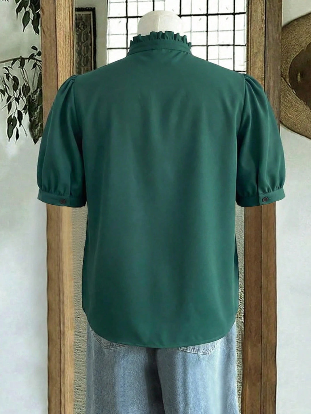 Cămașă cu mânecă scurtă SHEIN, verde