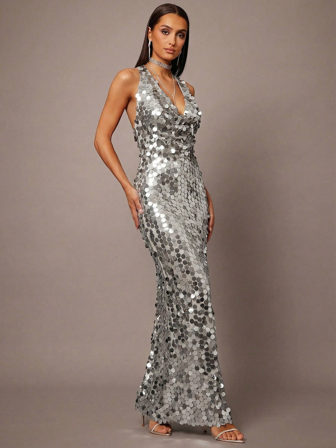 Rochie maxi SHEIN, argintiu