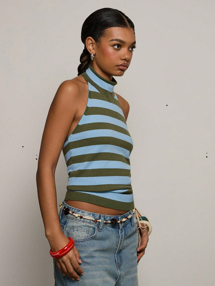 Top tricotat halter SHEIN, mix culori
