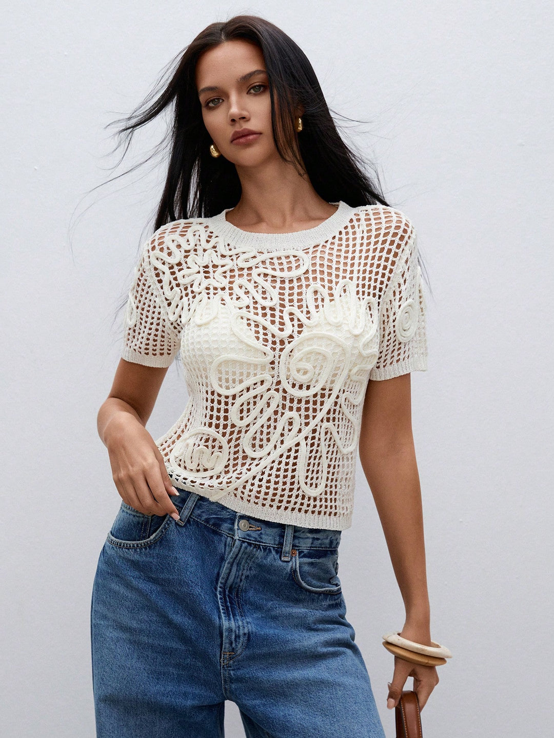 Bluza din tricot SHEIN, alb
