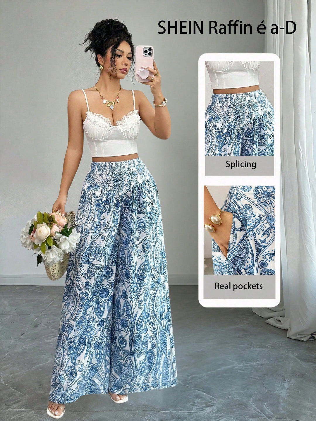 Pantaloni SHEIN, albastru