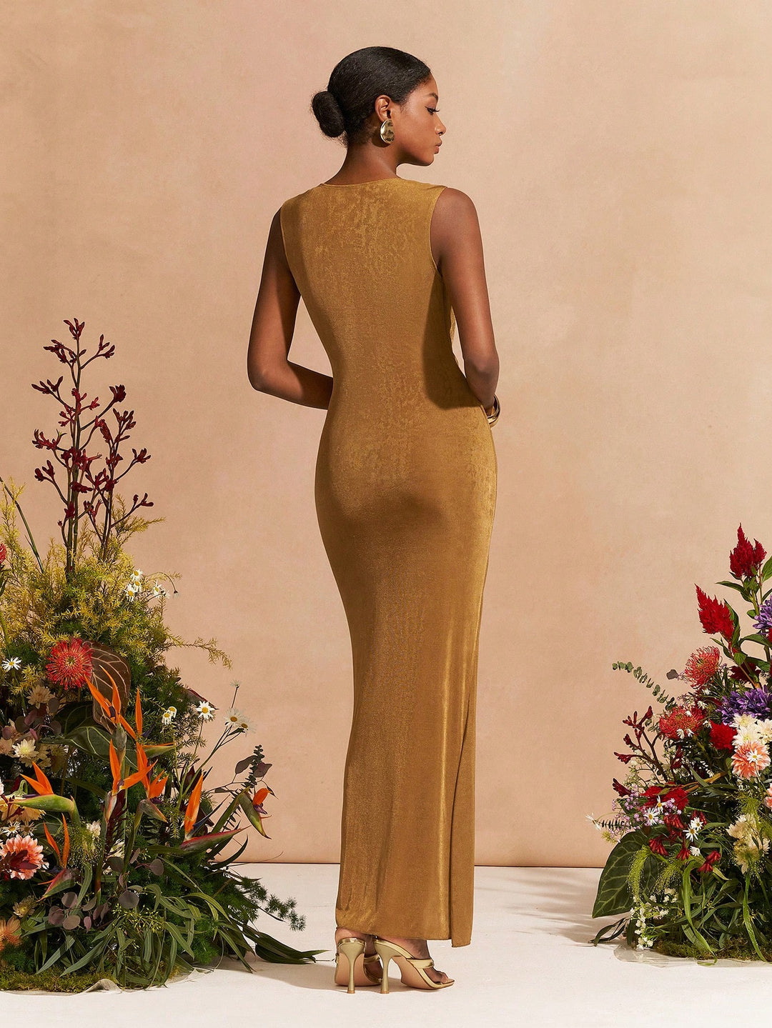 Rochie maxi SHEIN, auriu