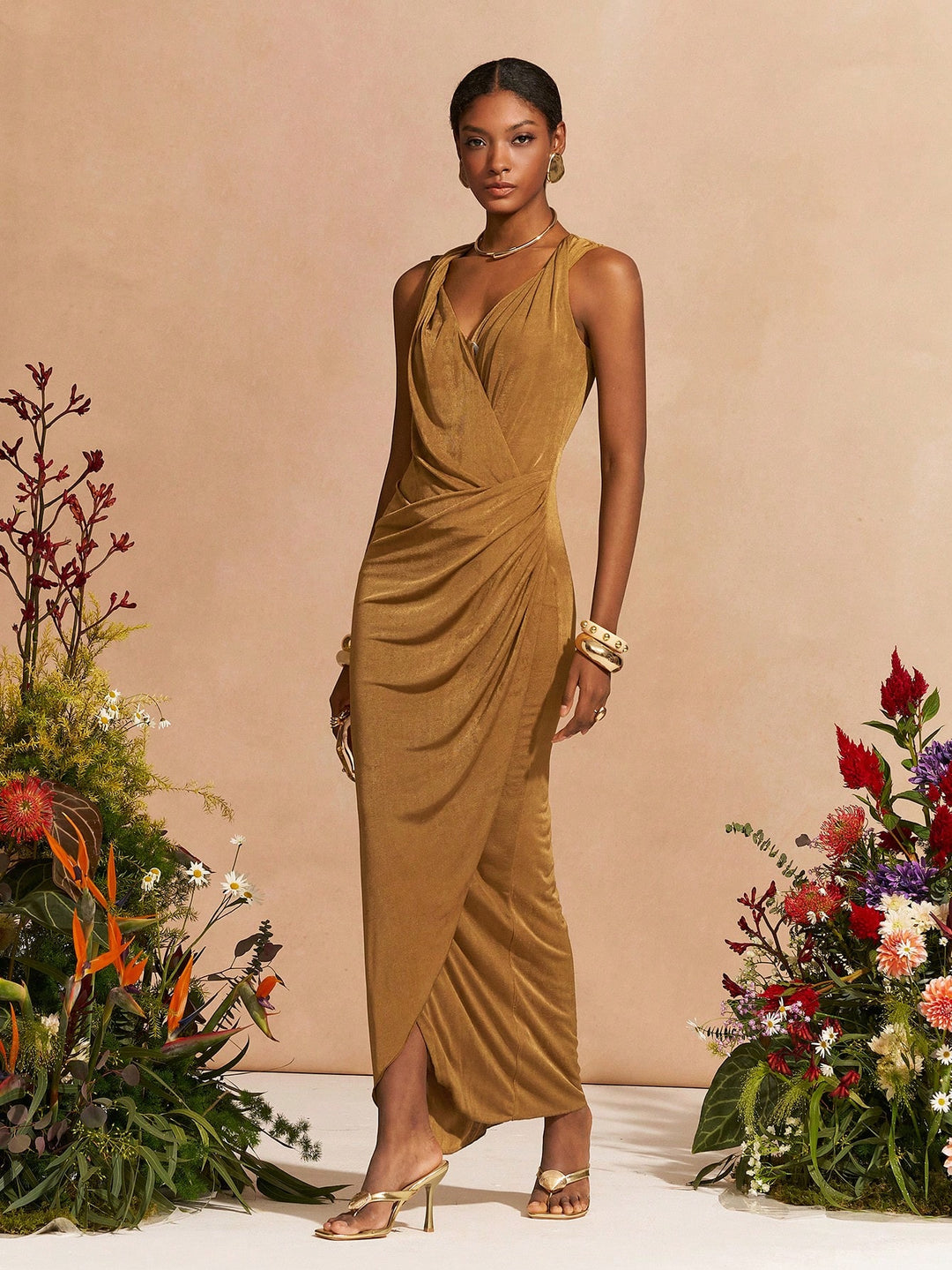 Rochie maxi SHEIN, auriu