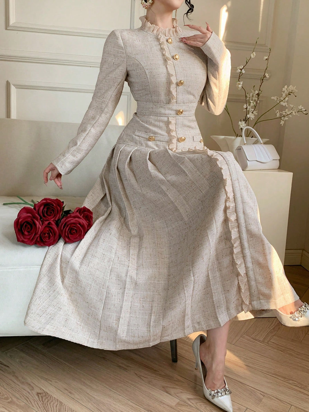 Rochie midi SHEIN, portocaliu