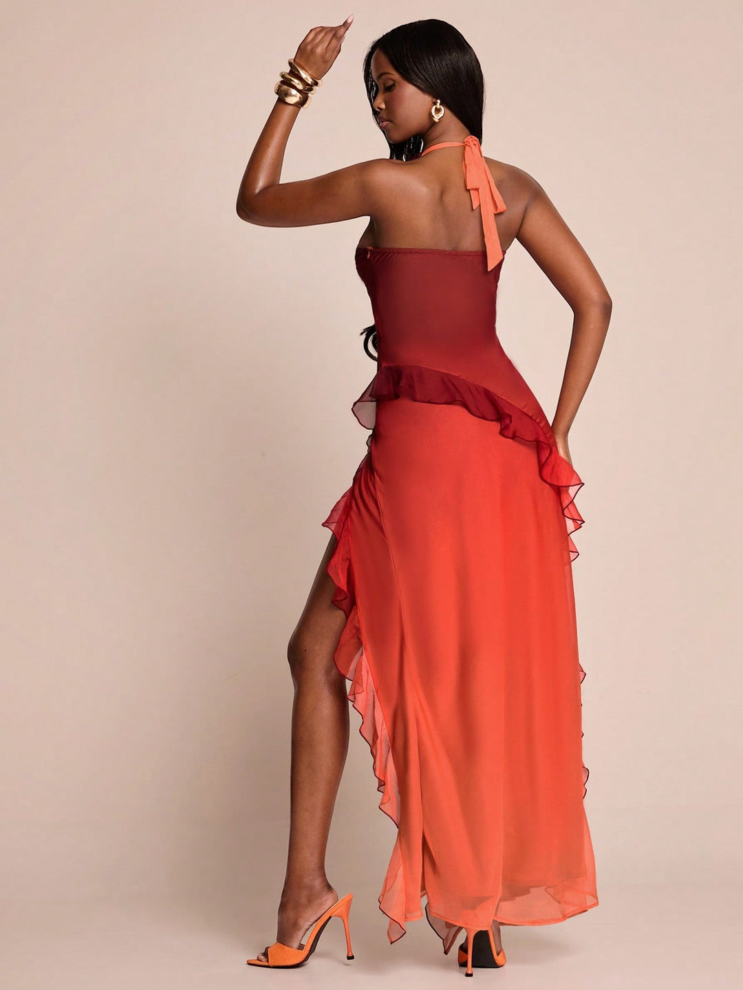 Rochie maxi SHEIN, portocaliu