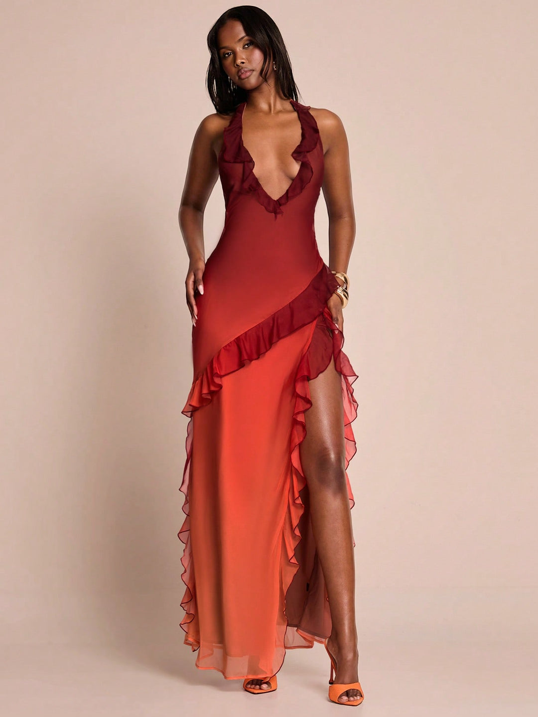 Rochie maxi SHEIN, portocaliu