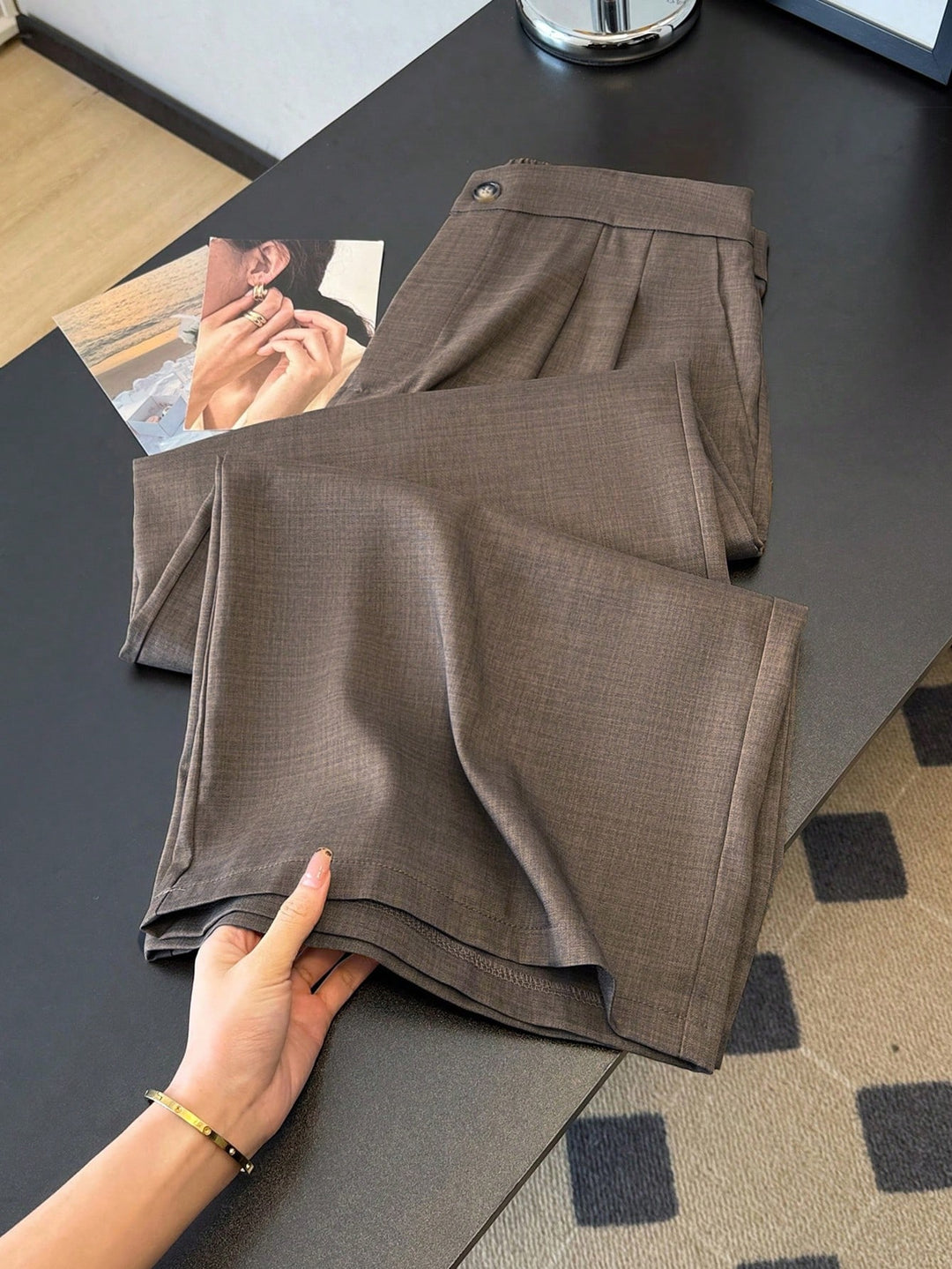 Pantalon de costum SHEIN, maro