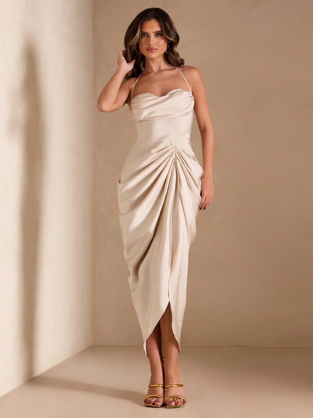 Rochie midi SHEIN, bej