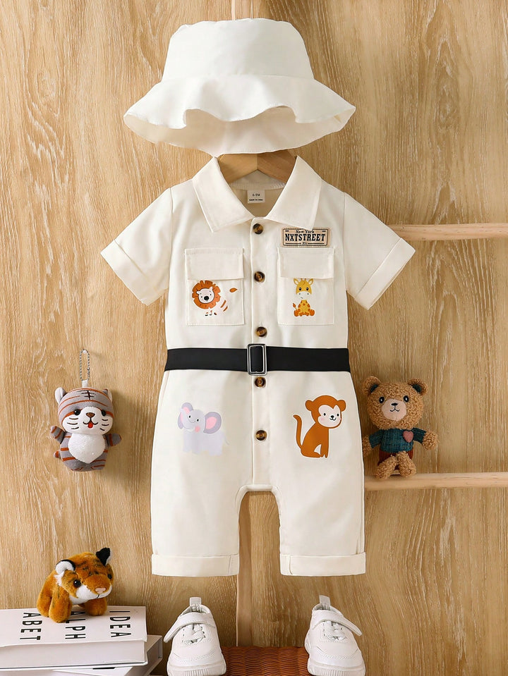 SHEIN Cream Jumpsuit and Hat Set