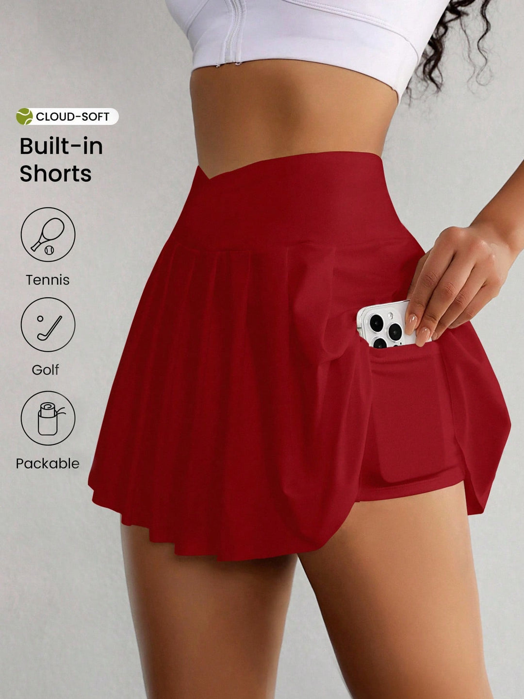 Fustă-pantalon SHEIN, roșu