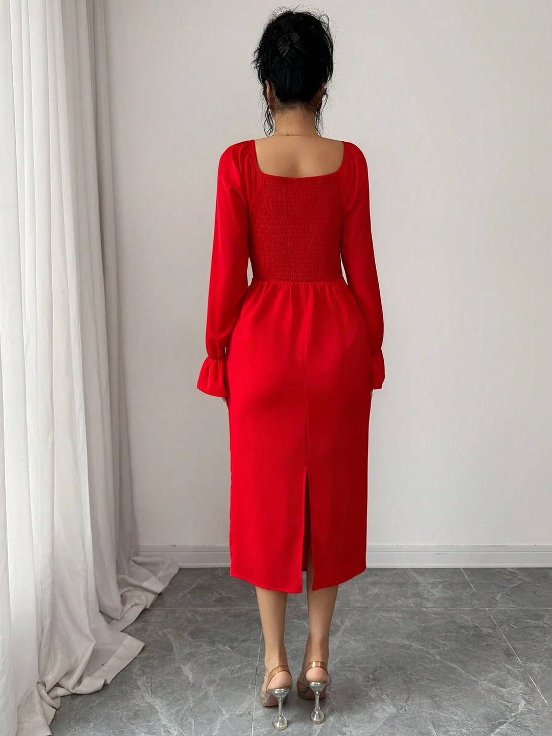 SHEIN midi ruha, piros