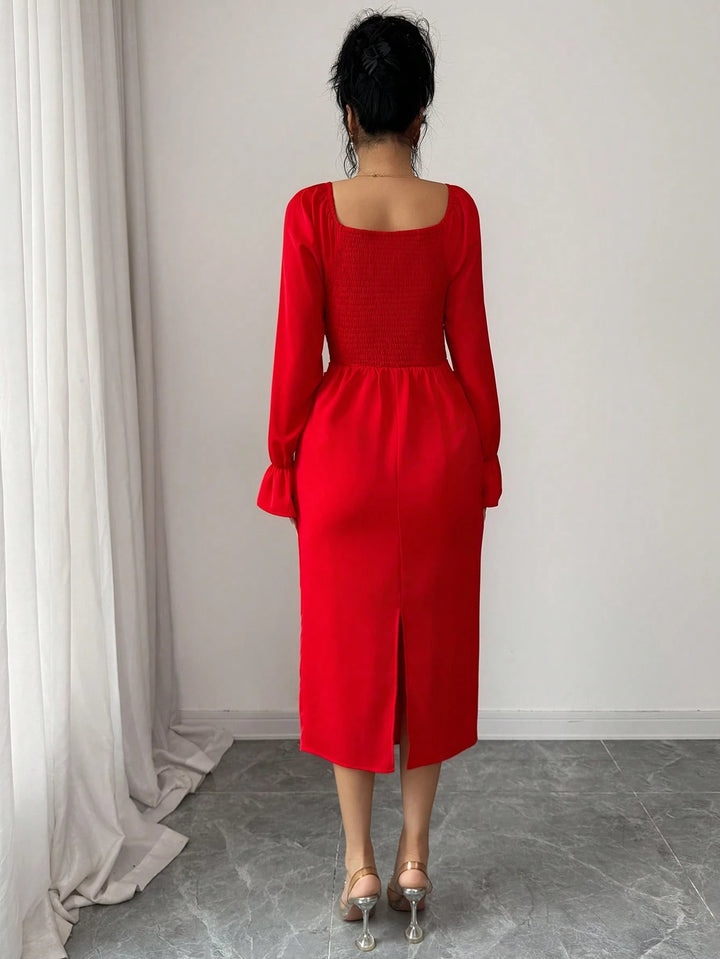 SHEIN midi ruha, piros