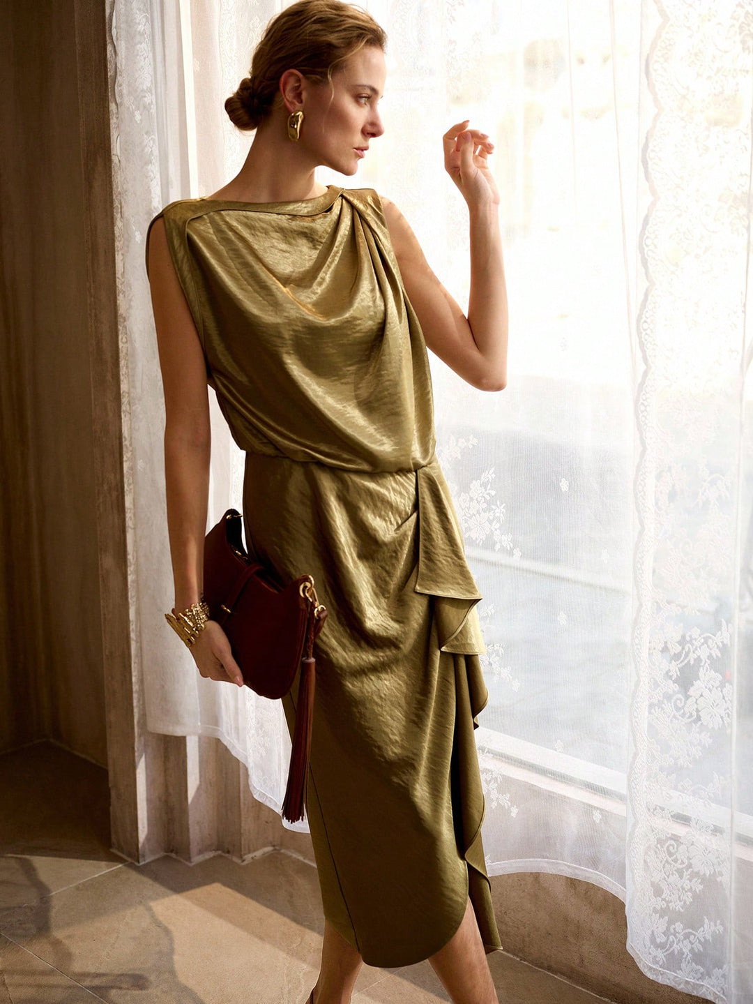 Rochie midi SHEIN, kaki
