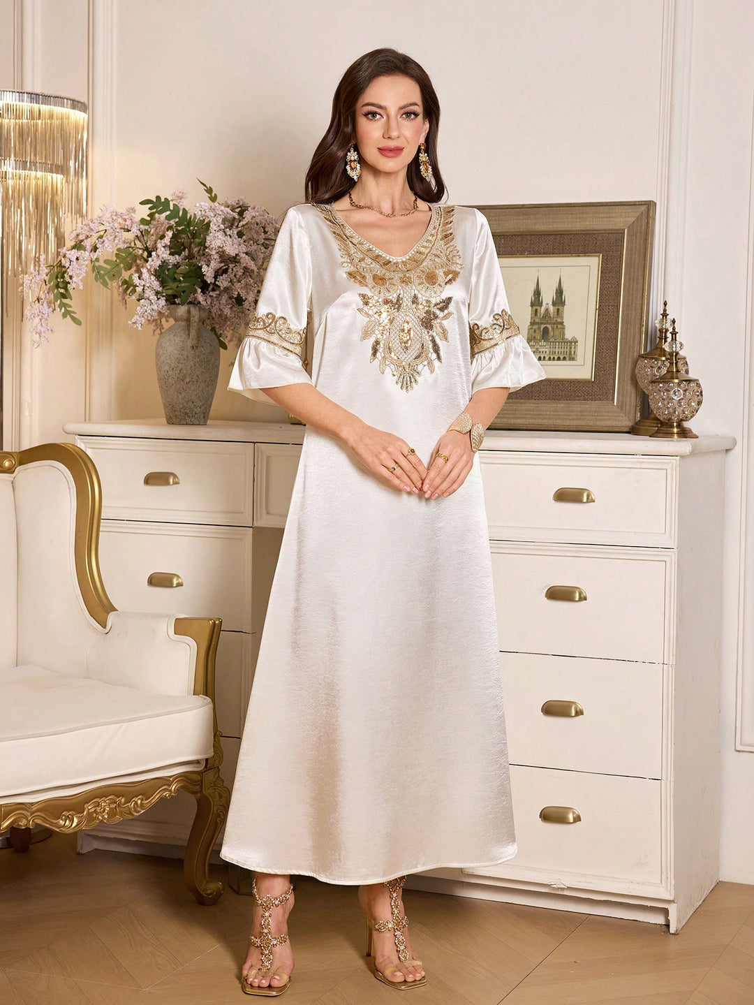 Rochie maxi SHEIN, bej