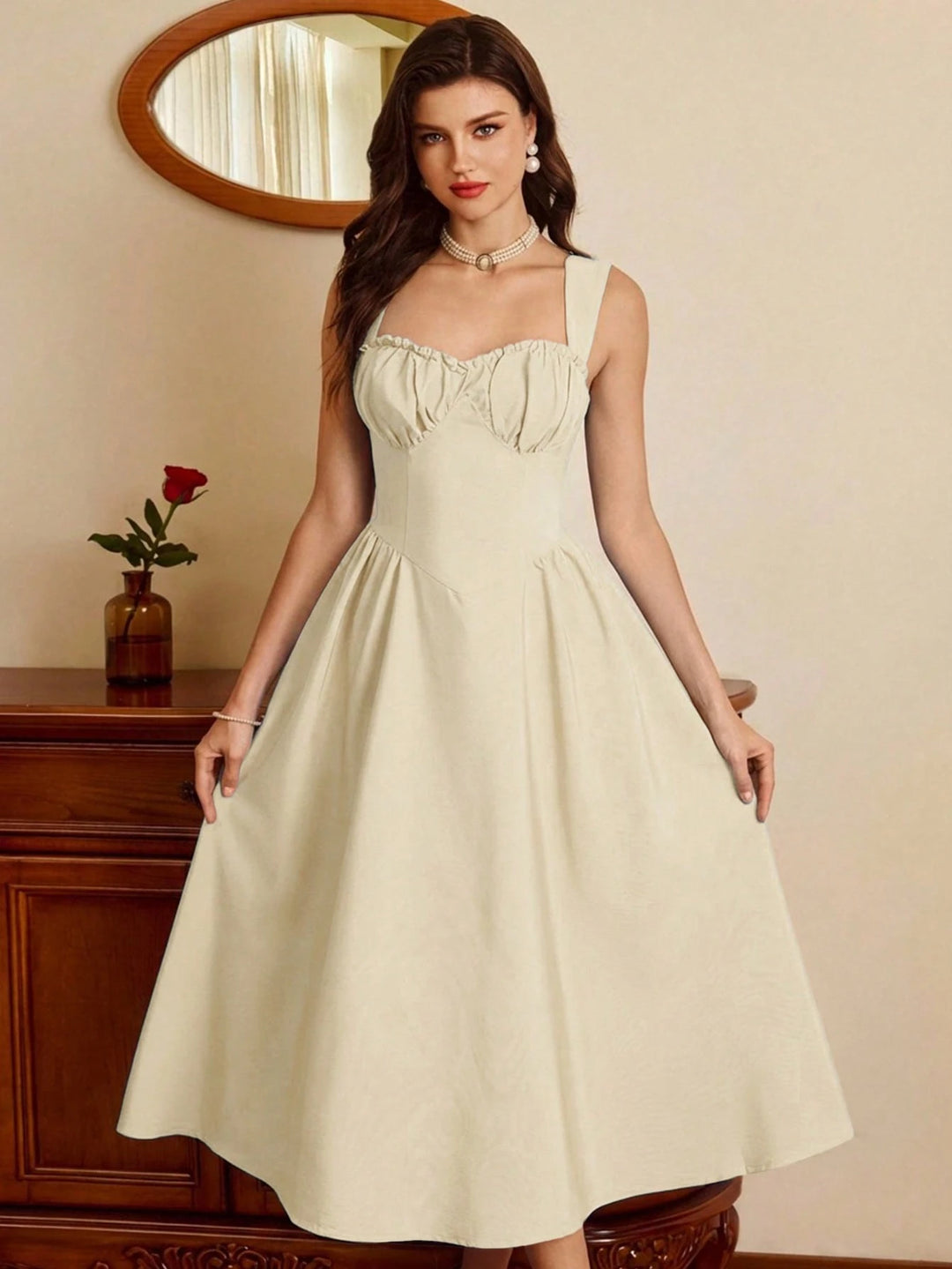 Rochie midi SHEIN, crem