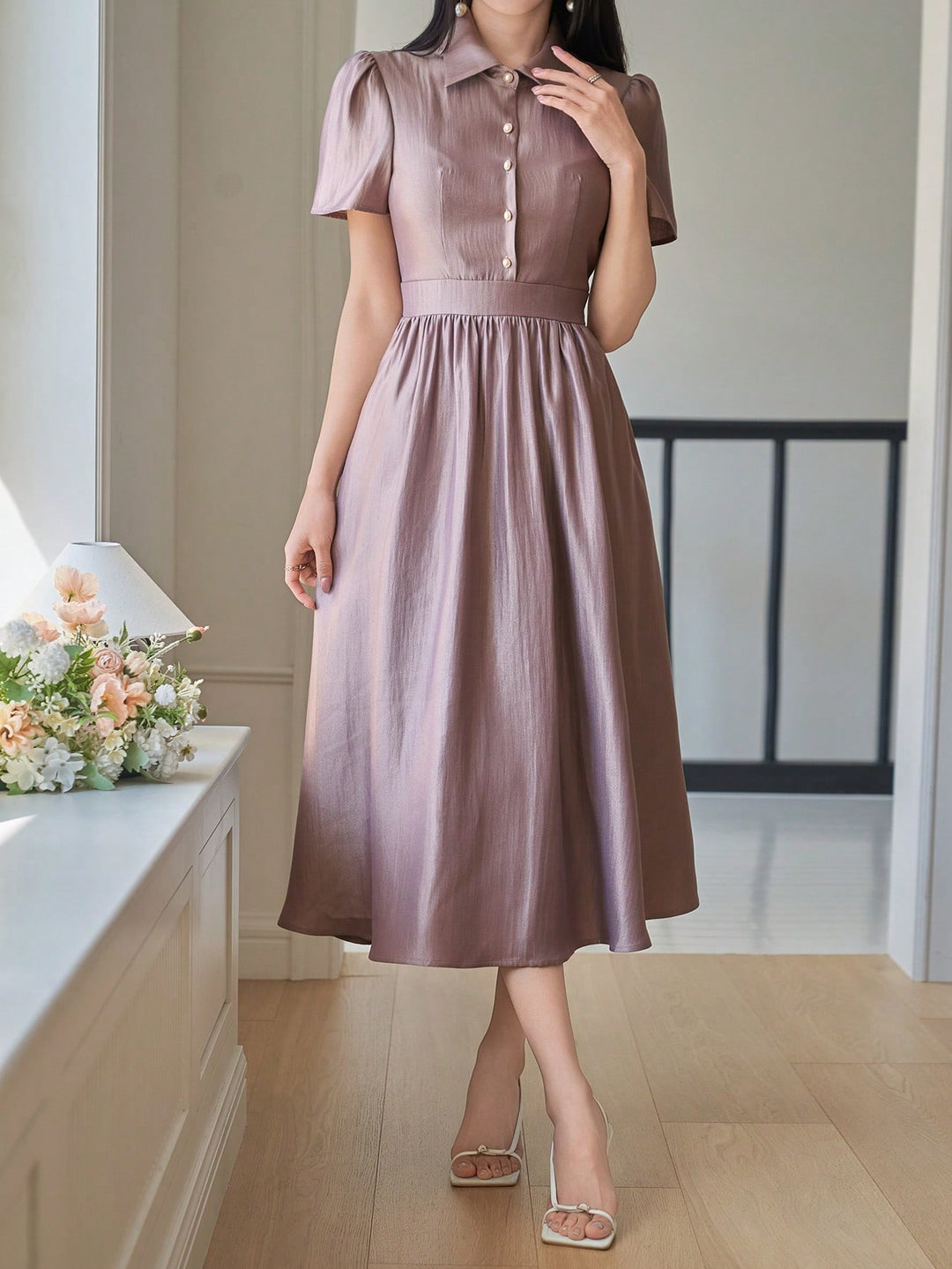 Rochie midi SHEIN, roz