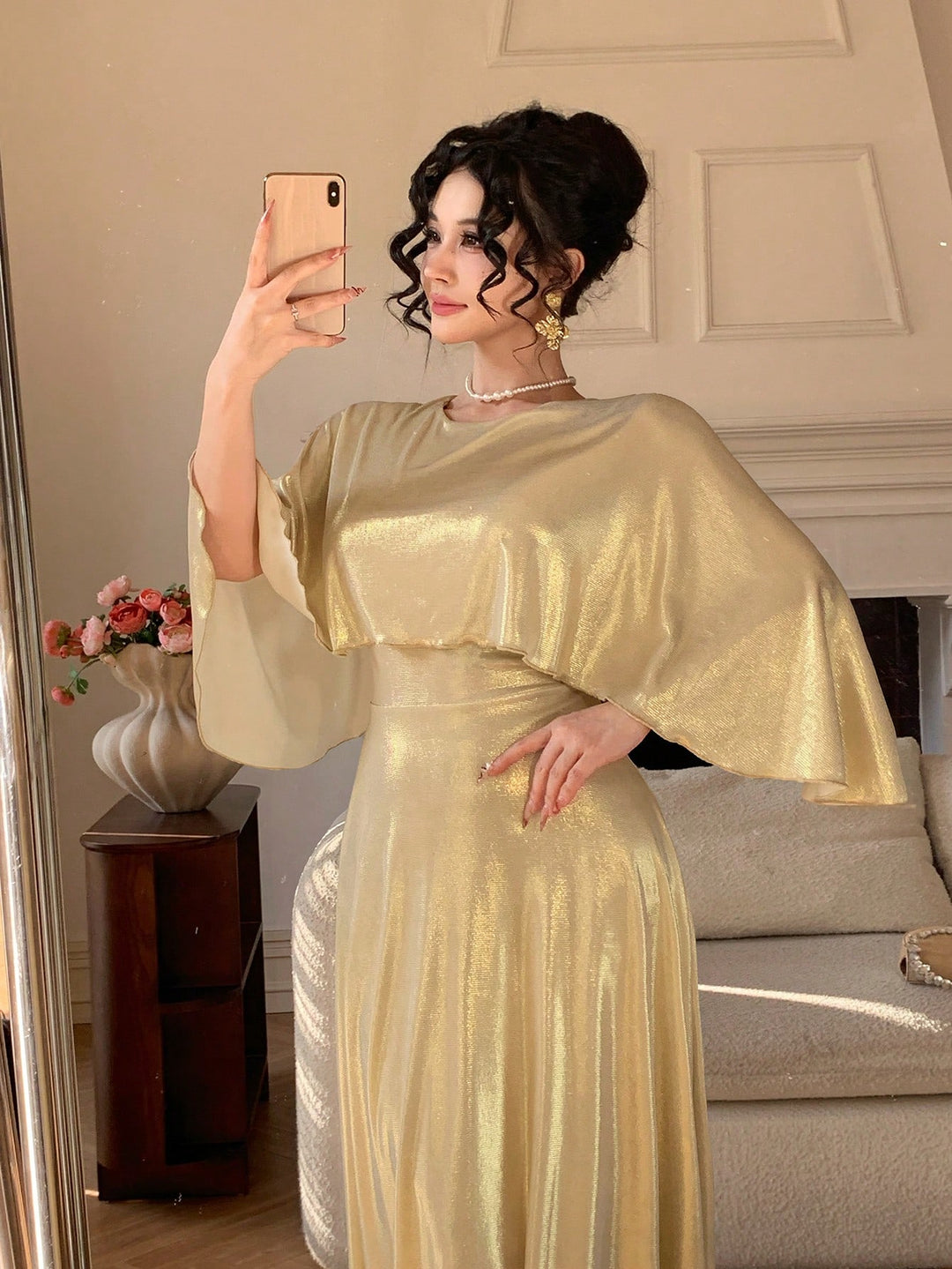 Rochie maxi SHEIN, auriu