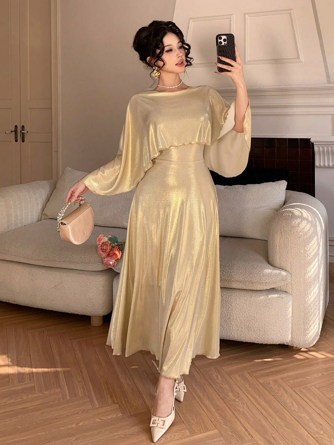Rochie maxi SHEIN, auriu