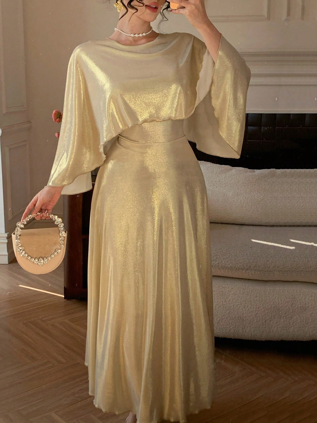 Rochie maxi SHEIN, auriu