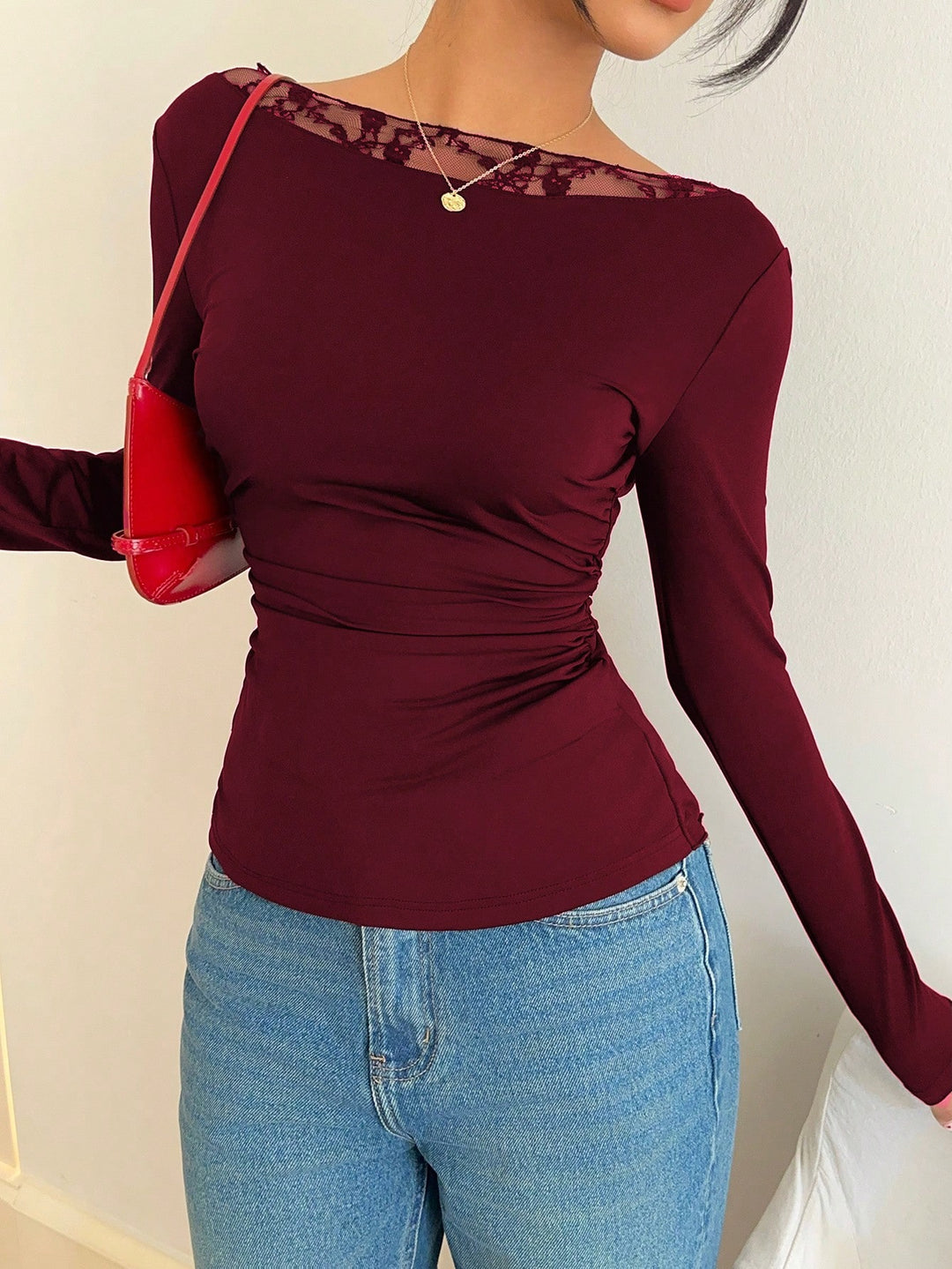 SHEIN póló, meggypiros