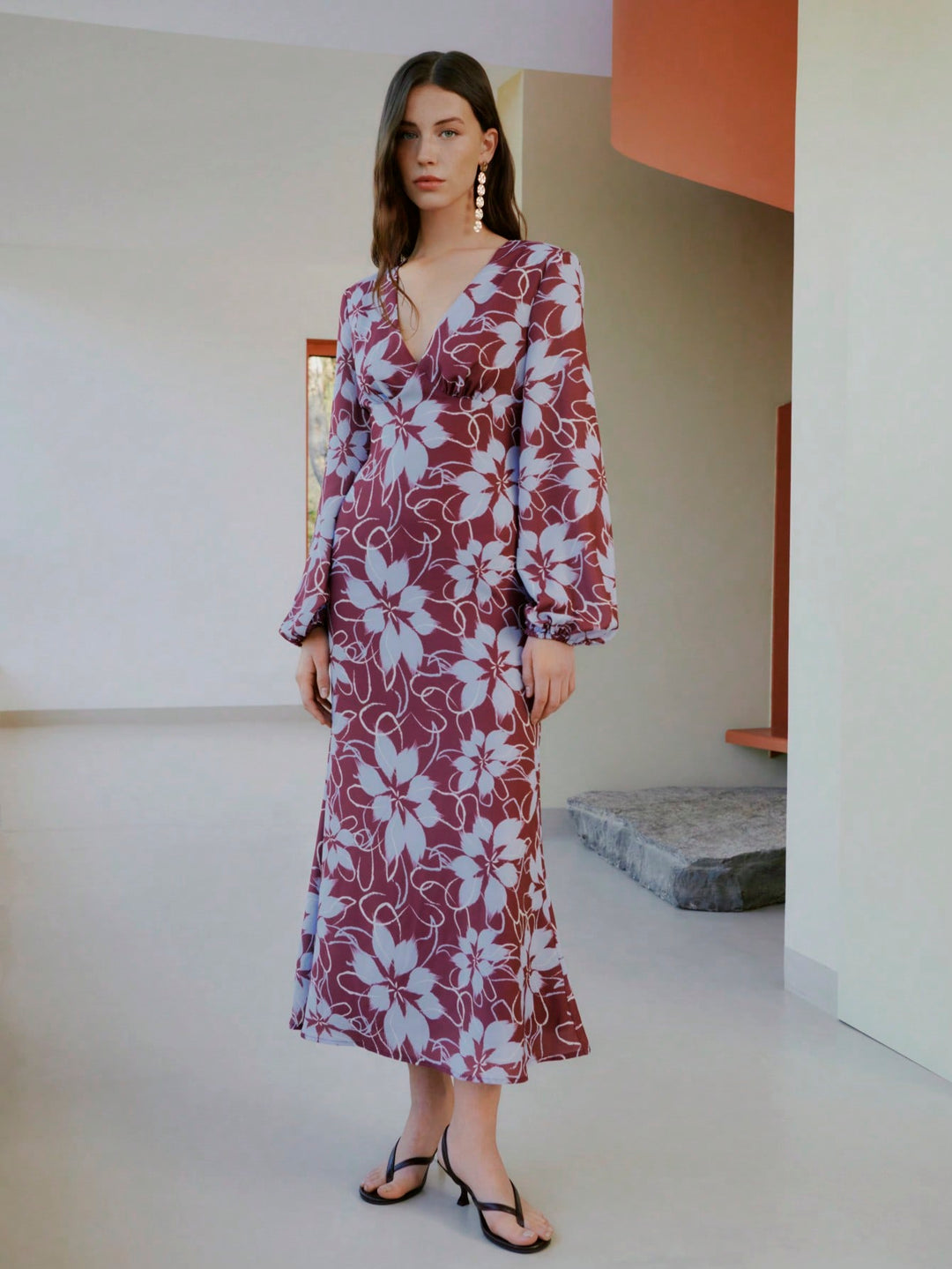 Rochie midi SHEIN, maro