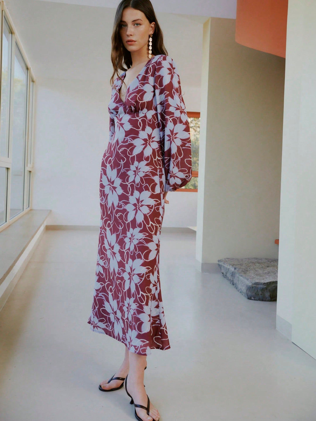Rochie midi SHEIN, maro