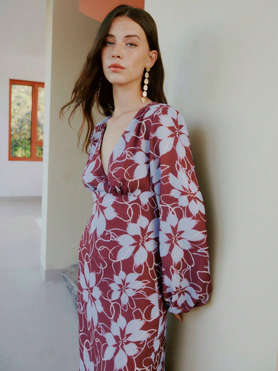 Rochie midi SHEIN, maro