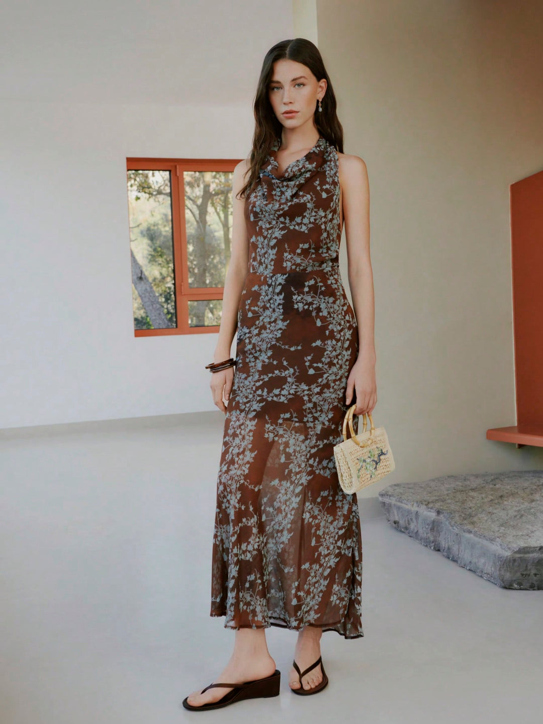 Rochie maxi SHEIN, maro