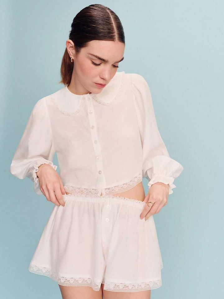 Compleu pijamale SHEIN, alb